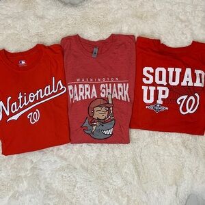 3 Washington Nationals Red Men’s Tee Shirts Size XXL Bundle